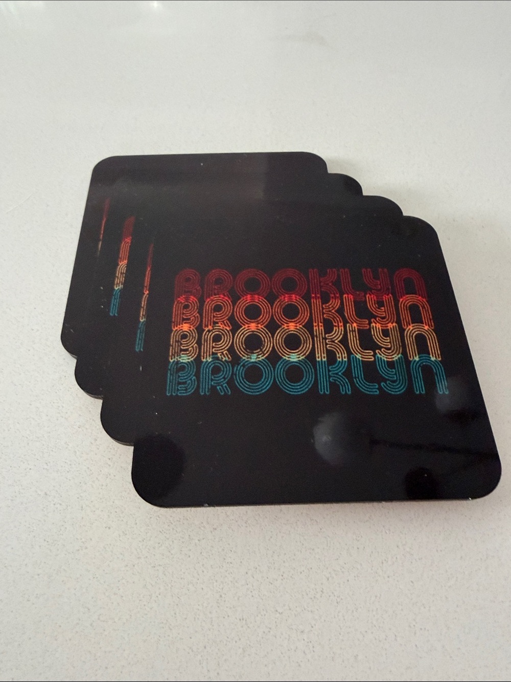 Retro 'Brooklyn' Black Coaster Set, Never Used